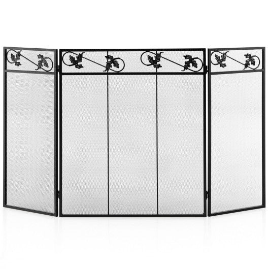  - 3 - Panel Fireplace Screen Decor Cover with Exquisite Pattern - Outdoor Style Company