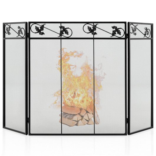  - 3 - Panel Fireplace Screen Decor Cover with Exquisite Pattern - Outdoor Style Company