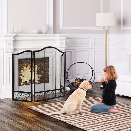  - 3 - Panel Fireplace Screen Decorative Spark Guard - Outdoor Style Company