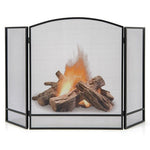  - 3 - Panel Foldable Fireplace Screen with Wrought Metal Mesh - Outdoor Style Company