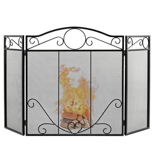  - 3 - Panel Freestanding Fireplace Screen Folded Fire Doors - Outdoor Style Company