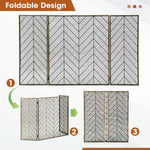  - 3 - Panel Metal Foldable Fireplace Screen with Metal Mesh - Outdoor Style Company