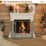  - 3 - Panel Metal Foldable Fireplace Screen with Metal Mesh - Outdoor Style Company