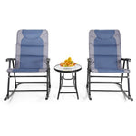  - 3 Pcs Outdoor Folding Rocking Chair Table Set with Cushion - Outdoor Style Company