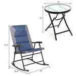  - 3 Pcs Outdoor Folding Rocking Chair Table Set with Cushion - Outdoor Style Company