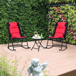  - 3 Pcs Outdoor Folding Rocking Chair Table Set with Cushion - Outdoor Style Company