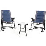  - 3 Pcs Outdoor Folding Rocking Chair Table Set with Cushion - Outdoor Style Company