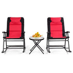  - 3 Pcs Outdoor Folding Rocking Chair Table Set with Cushion - Outdoor Style Company