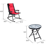  - 3 Pcs Outdoor Folding Rocking Chair Table Set with Cushion - Outdoor Style Company