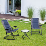  - 3 Pcs Outdoor Folding Rocking Chair Table Set with Cushion - Outdoor Style Company