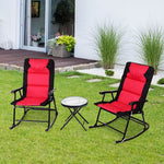  - 3 Pcs Outdoor Folding Rocking Chair Table Set with Cushion - Outdoor Style Company