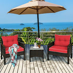  - 3 Pcs Outdoor Patio Rattan Conversation Set with Seat Cushions - Outdoor Style Company