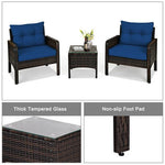  - 3 Pcs Outdoor Patio Rattan Conversation Set with Seat Cushions - Outdoor Style Company