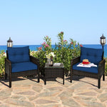  - 3 Pcs Outdoor Patio Rattan Conversation Set with Seat Cushions - Outdoor Style Company