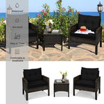  - 3 Pcs Outdoor Patio Rattan Conversation Set with Seat Cushions - Outdoor Style Company