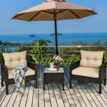  - 3 Pcs Outdoor Patio Rattan Conversation Set with Seat Cushions - Outdoor Style Company