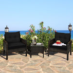  - 3 Pcs Outdoor Patio Rattan Conversation Set with Seat Cushions - Outdoor Style Company