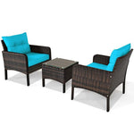  - 3 Pcs Outdoor Patio Rattan Conversation Set with Seat Cushions - Outdoor Style Company