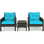  - 3 Pcs Outdoor Patio Rattan Conversation Set with Seat Cushions - Outdoor Style Company