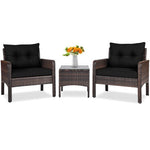  - 3 Pcs Outdoor Patio Rattan Conversation Set with Seat Cushions - Outdoor Style Company