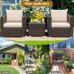  - 3 Pcs Patio Conversation Rattan Furniture Set with Cushion - Outdoor Style Company