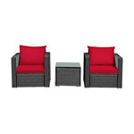  - 3 Pcs Patio Conversation Rattan Furniture Set with Cushion - Outdoor Style Company