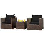  - 3 Pcs Patio Conversation Rattan Furniture Set with Cushion - Outdoor Style Company