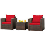  - 3 Pcs Patio Conversation Rattan Furniture Set with Cushion - Outdoor Style Company