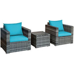  - 3 Pcs Patio Rattan Furniture Bistro Sofa Set with Cushioned - Outdoor Style Company