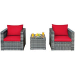  - 3 Pcs Patio Rattan Furniture Bistro Sofa Set with Cushioned - Outdoor Style Company