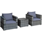  - 3 Pcs Patio Rattan Furniture Bistro Sofa Set with Cushioned - Outdoor Style Company