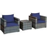  - 3 Pcs Patio Rattan Furniture Bistro Sofa Set with Cushioned - Outdoor Style Company