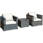  - 3 Pcs Patio Rattan Furniture Bistro Sofa Set with Cushioned - Outdoor Style Company