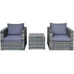  - 3 Pcs Patio Rattan Furniture Bistro Sofa Set with Cushioned - Outdoor Style Company