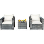  - 3 Pcs Patio Rattan Furniture Bistro Sofa Set with Cushioned - Outdoor Style Company