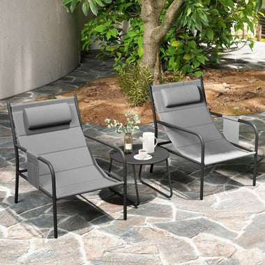  - 3 Piece Outdoor Bistro Set Patio Metal Chair and Coffee Table Set - Outdoor Style Company