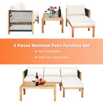  - 3 Piece Patio Acacia Sofa Set with Nylon Armrest - Outdoor Style Company