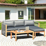  - 3 Piece Patio Acacia Sofa Set with Nylon Armrest - Outdoor Style Company