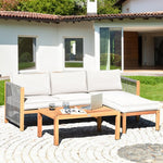  - 3 Piece Patio Acacia Sofa Set with Nylon Armrest - Outdoor Style Company