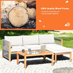  - 3 Piece Patio Acacia Sofa Set with Nylon Armrest - Outdoor Style Company