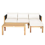  - 3 Piece Patio Acacia Sofa Set with Nylon Armrest - Outdoor Style Company