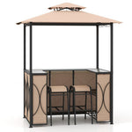  - 3 - Piece Patio Bar Set Grill Gazebo & 2 Bar Stools with Tempered Glass Bar Table - Outdoor Style Company