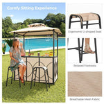  - 3 - Piece Patio Bar Set Grill Gazebo & 2 Bar Stools with Tempered Glass Bar Table - Outdoor Style Company