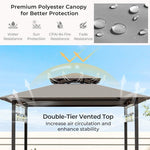  - 3 - Piece Patio Bar Set Grill Gazebo & 2 Bar Stools with Tempered Glass Bar Table - Outdoor Style Company