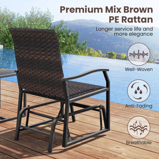  - 3 Piece Patio Gliding Set with Tempered Glass Coffee Table All Weather - Outdoor Style Company