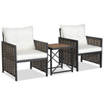  - 3 Piece Patio Rattan Furniture Set with Acacia Wood Tabletop - Outdoor Style Company