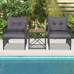  - 3 Piece Patio Rattan Furniture Set with Acacia Wood Tabletop - Outdoor Style Company