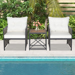  - 3 Piece Patio Rattan Furniture Set with Acacia Wood Tabletop - Outdoor Style Company