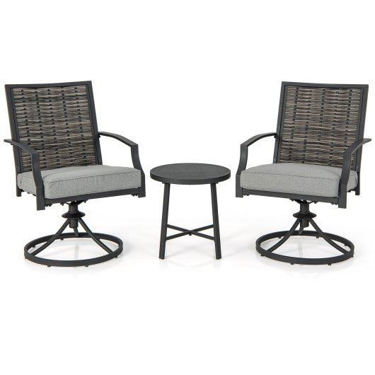  - 3 Piece Patio Swivel Chair Set with Soft Seat Cushions for Backyard - Outdoor Style Company