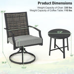  - 3 Piece Patio Swivel Chair Set with Soft Seat Cushions for Backyard - Outdoor Style Company